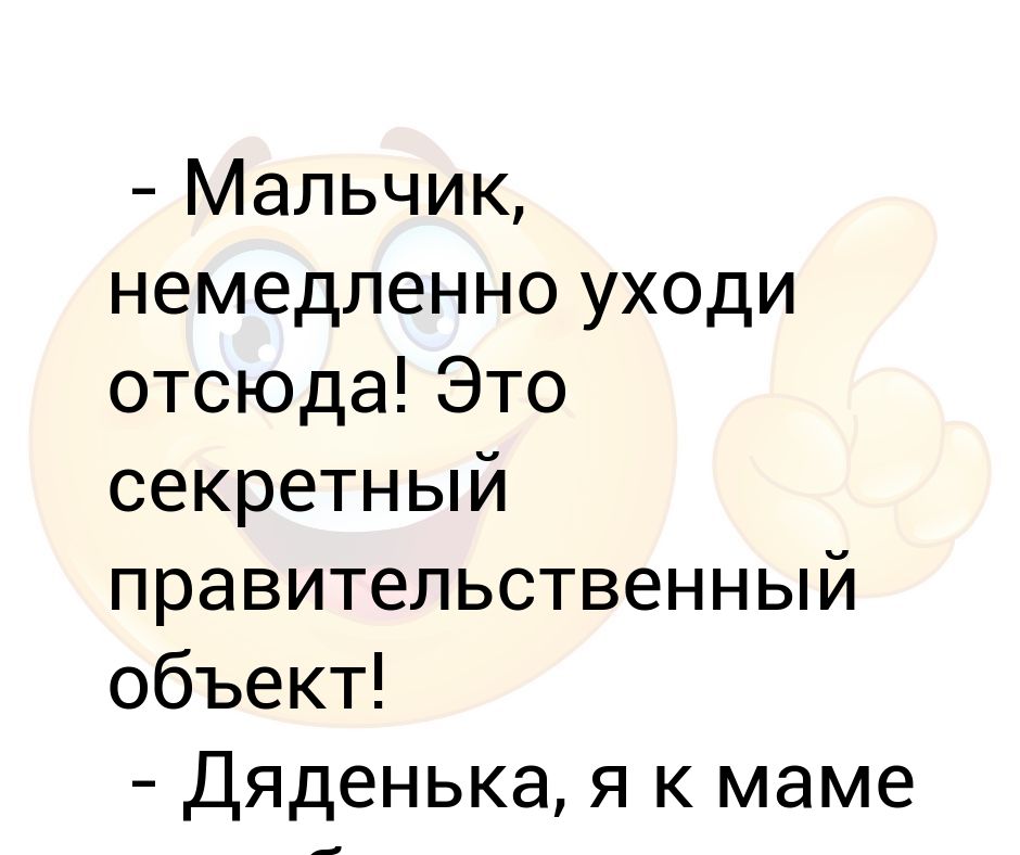 - Мальчик, немедленно уходи отсюда! Это секретный правительственный