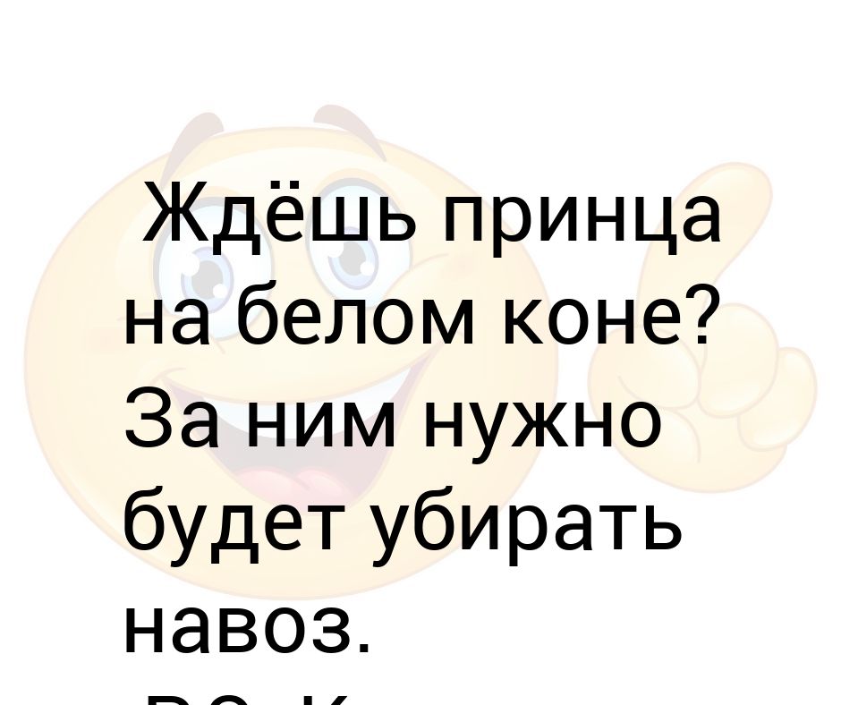 Ждёшь принца на белом коне? За ним нужно будет убирать навоз. P.S ...