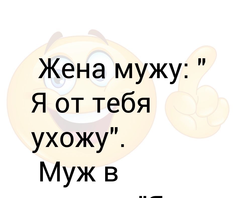 Жена мужу данная. Жена, я ухожу от тебя, муж в панике я с тобой.